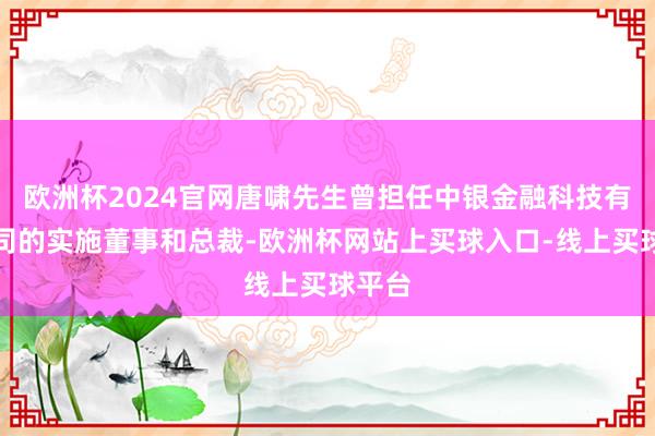 欧洲杯2024官网唐啸先生曾担任中银金融科技有限公司的实施董事和总裁-欧洲杯网站上买球入口-线上买球平台