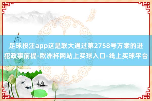 足球投注app这是联大通过第2758号方案的进犯政事前提-欧洲杯网站上买球入口-线上买球平台