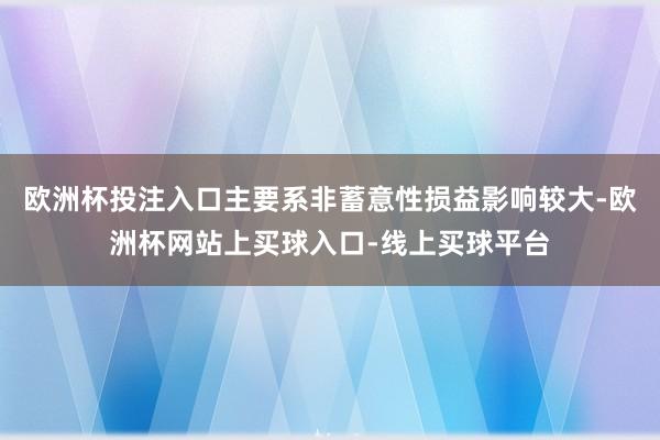 欧洲杯投注入口主要系非蓄意性损益影响较大-欧洲杯网站上买球入口-线上买球平台