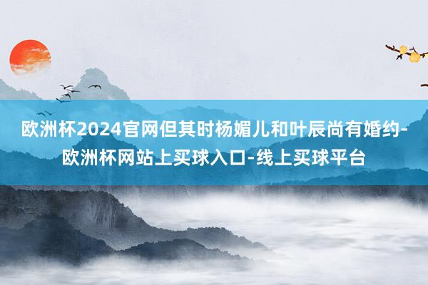 欧洲杯2024官网但其时杨媚儿和叶辰尚有婚约-欧洲杯网站上买球入口-线上买球平台